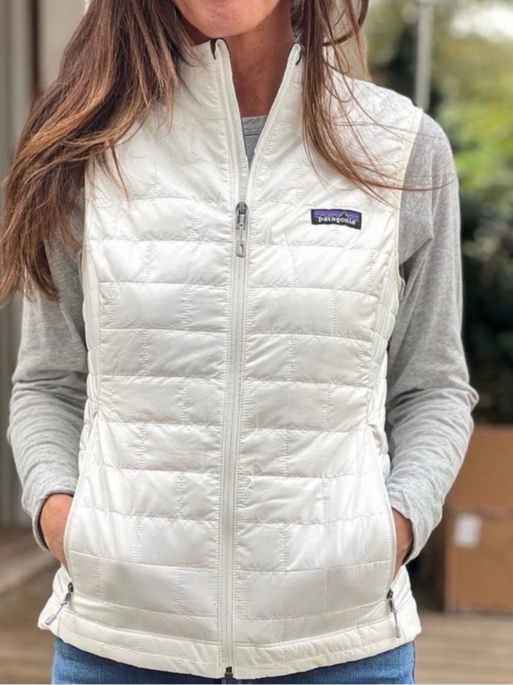 Patagonia White Quilted Puffer Vest